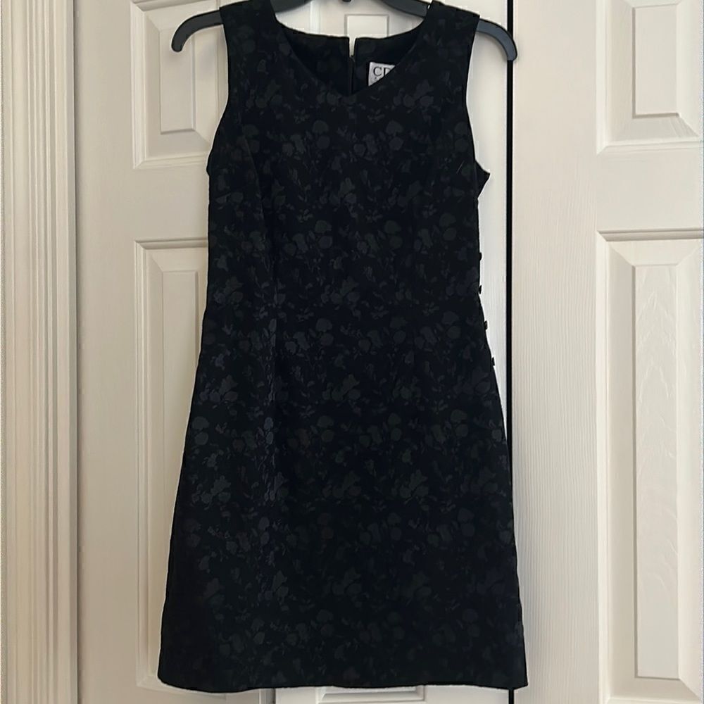 CDC Petites Little Black Damask Dress